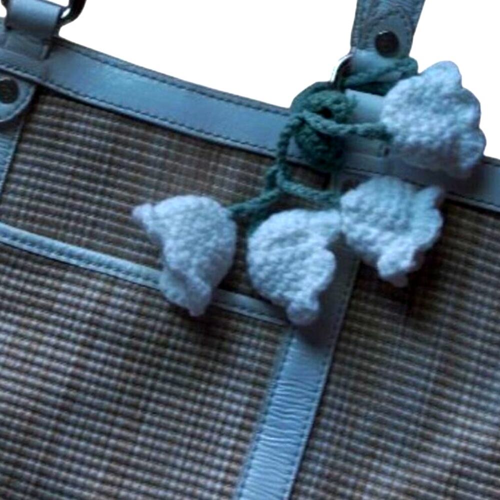 Handmade Crochet Lily of the Valley Bag Charm Cottagecore Floral White